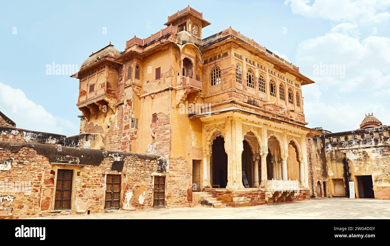 View of Bakat Singh Mahal Inside the Fort Palace, Nagaur, Rajasthan, India. Stock Photo