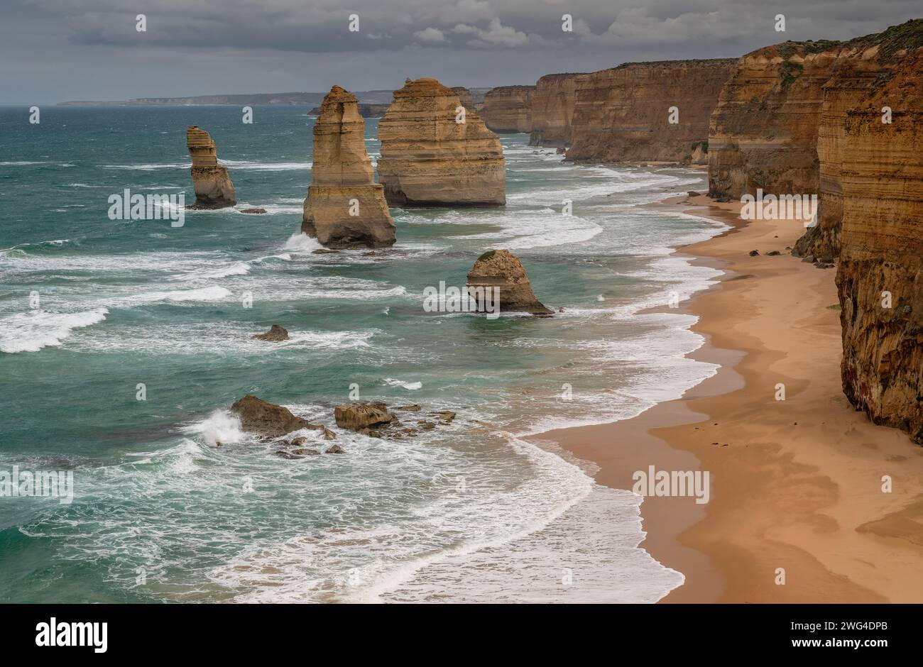The Twelve Apostles, limestone stacks in Port Campbell National Park, Great Ocean Road, Victoria, Australia. Stock Photo