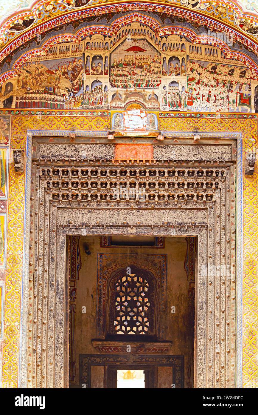 Entrance of Kamal Morarka Haveli Museum, Nawalgarh, Rajasthan, India. Stock Photo