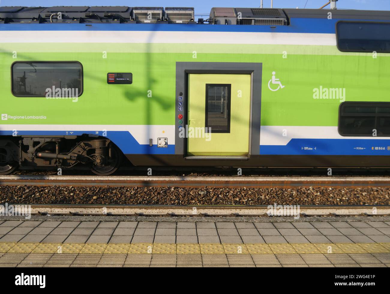 Train in central station of Treviglio along the Milan-Venice section, Lombardy, Italy Stock Photo