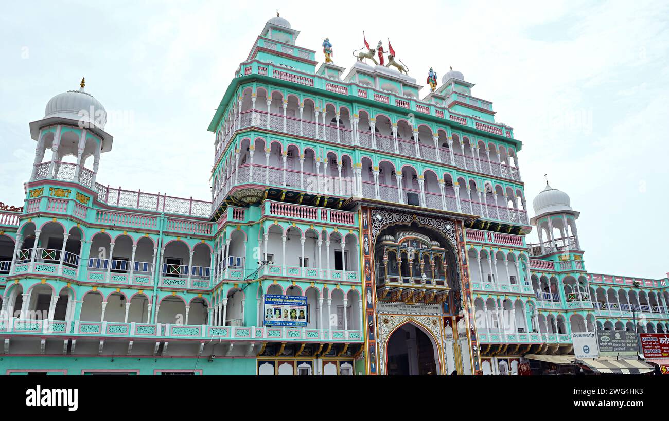 Entrance of Shree Rani Sati Dadi Mandir, Jhunjhunu, Rajasthan, India. Stock Photo