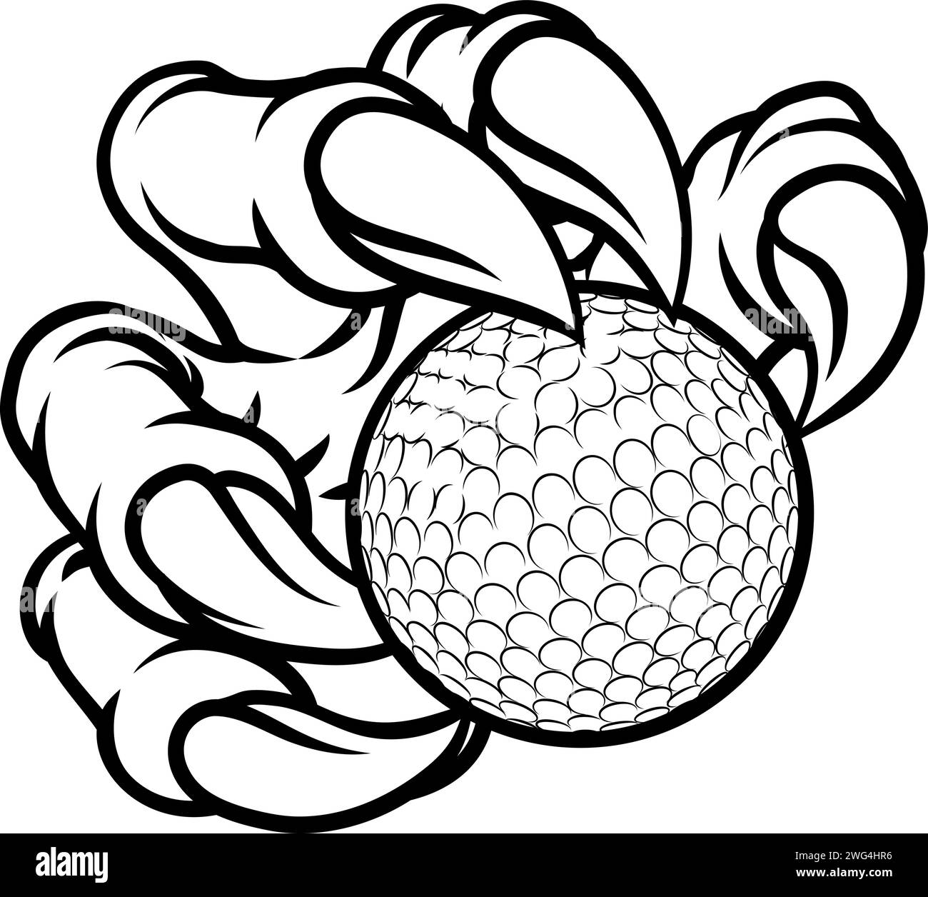 Golf Ball Claw Cartoon Monster Animal Hand Stock Vector