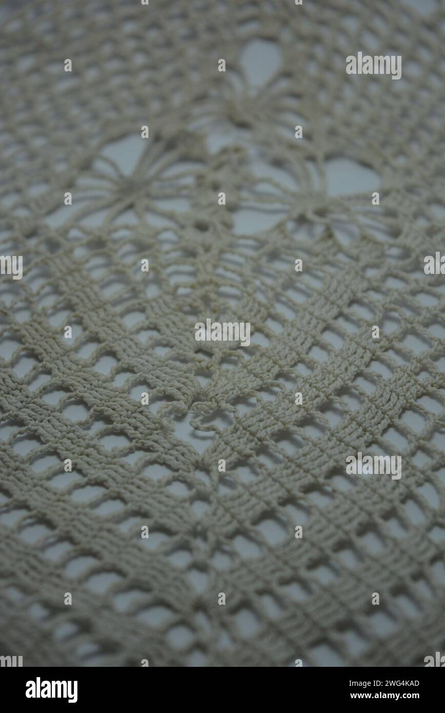 Beautiful white thread netting, macrame thread Stock Photo - Alamy