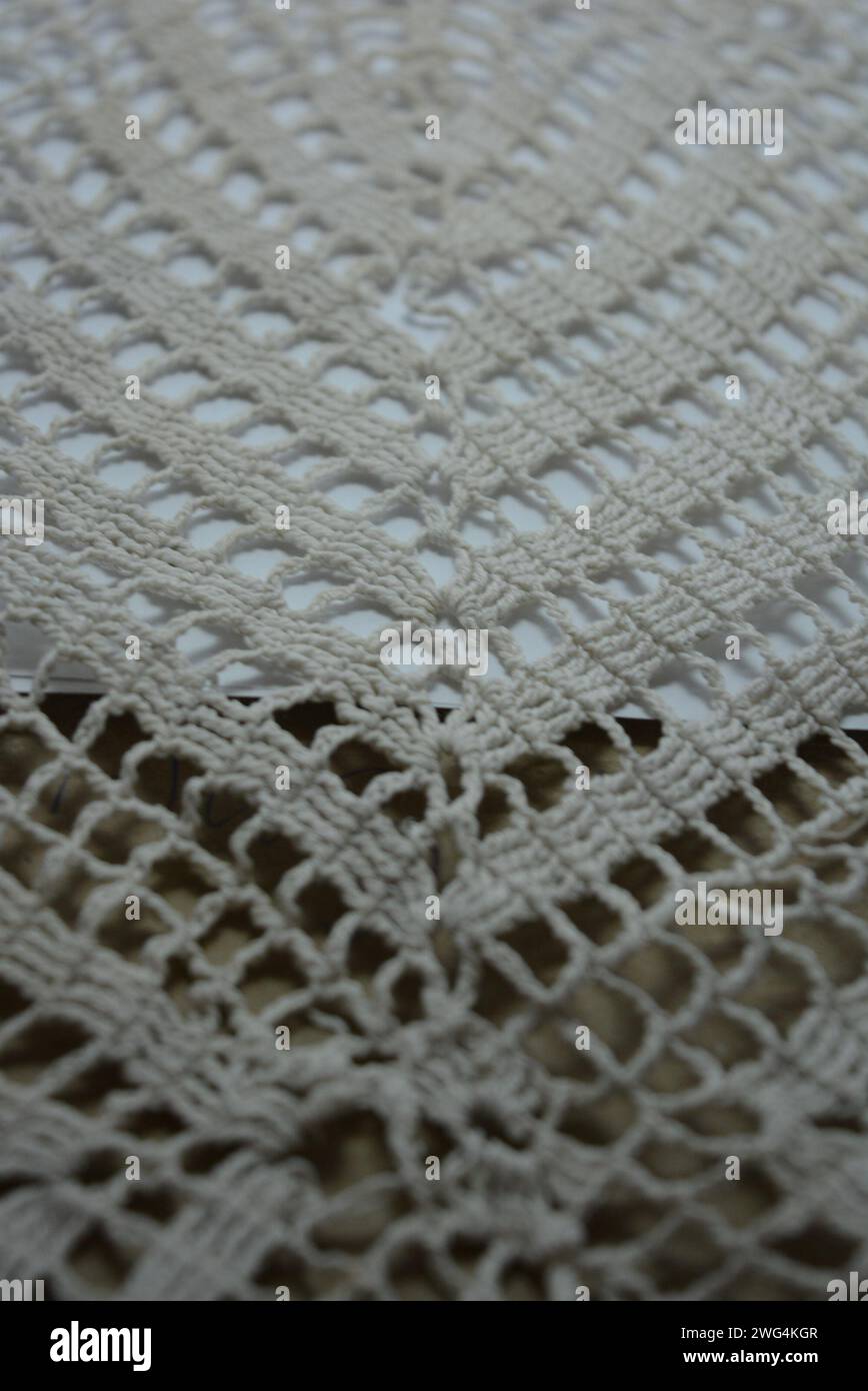 Beautiful white thread netting, macrame thread Stock Photo - Alamy