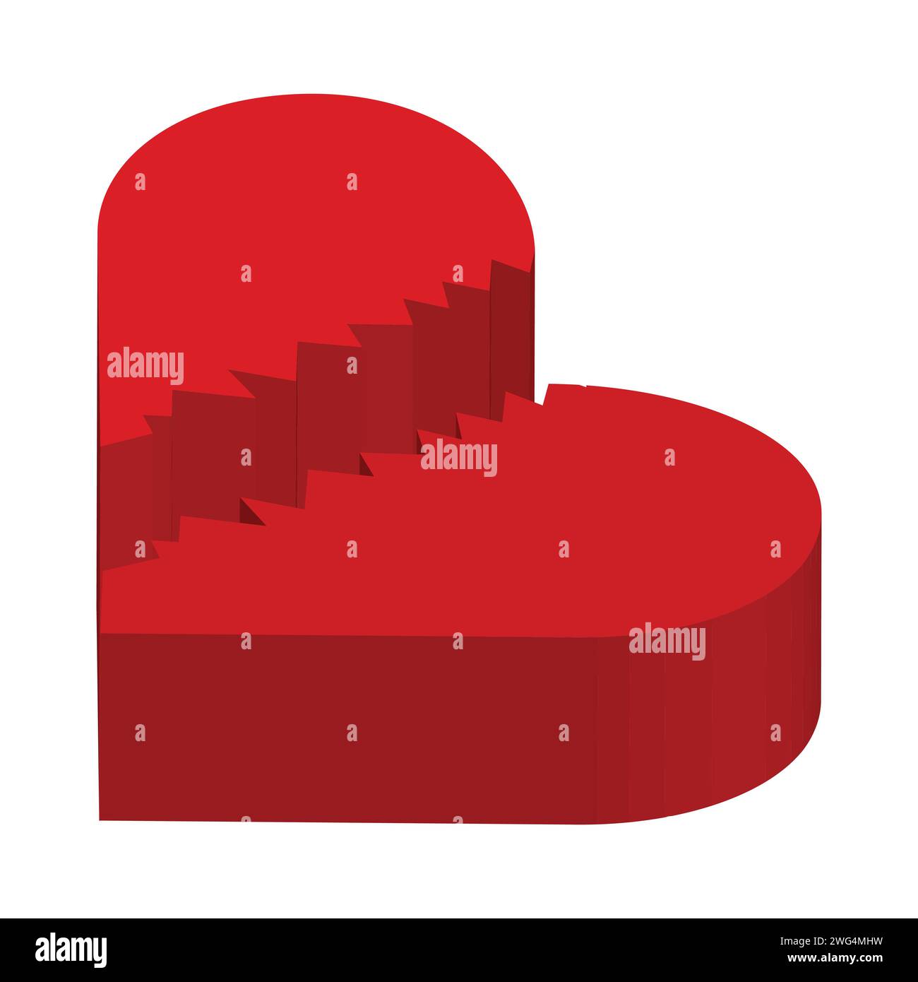 3d red broken  heart isolated on white background Stock Vector