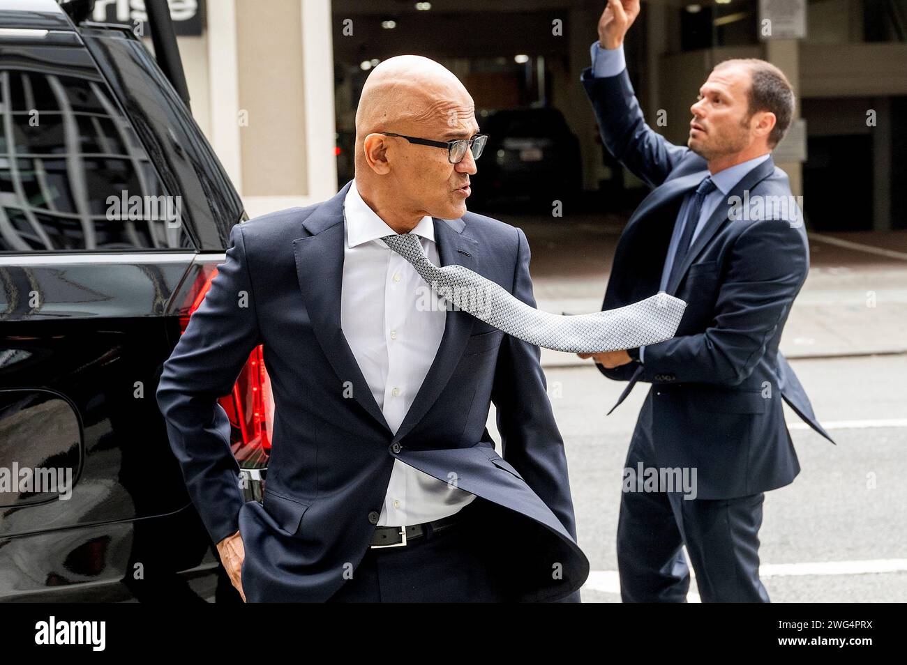 File - Microsoft CEO Satya Nadella arrives at the Phillip Burton ...