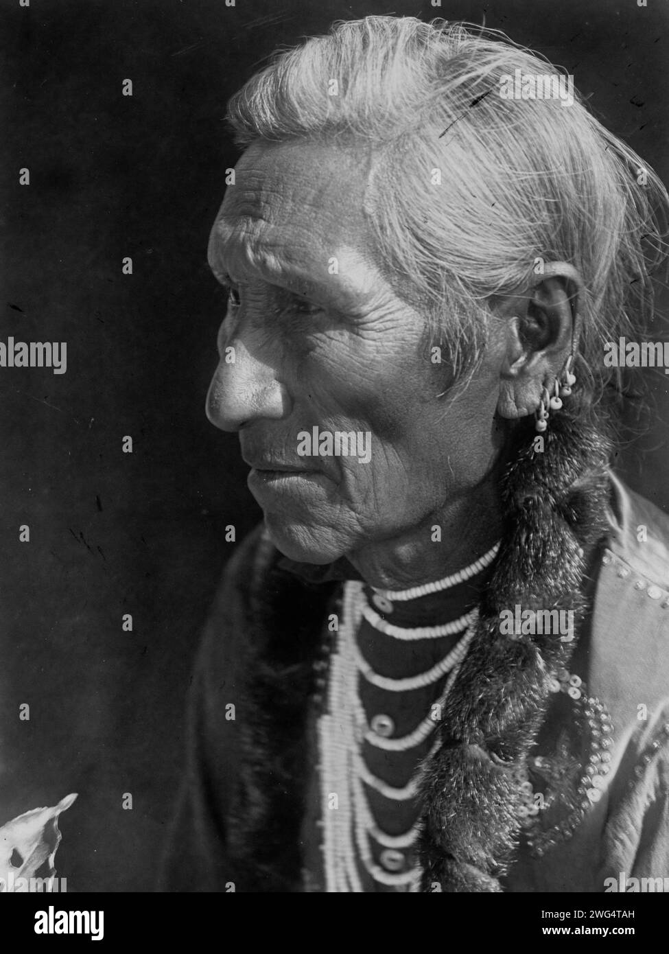 Flathead profile, c1910. Photograph shows Flathead man, head-and ...