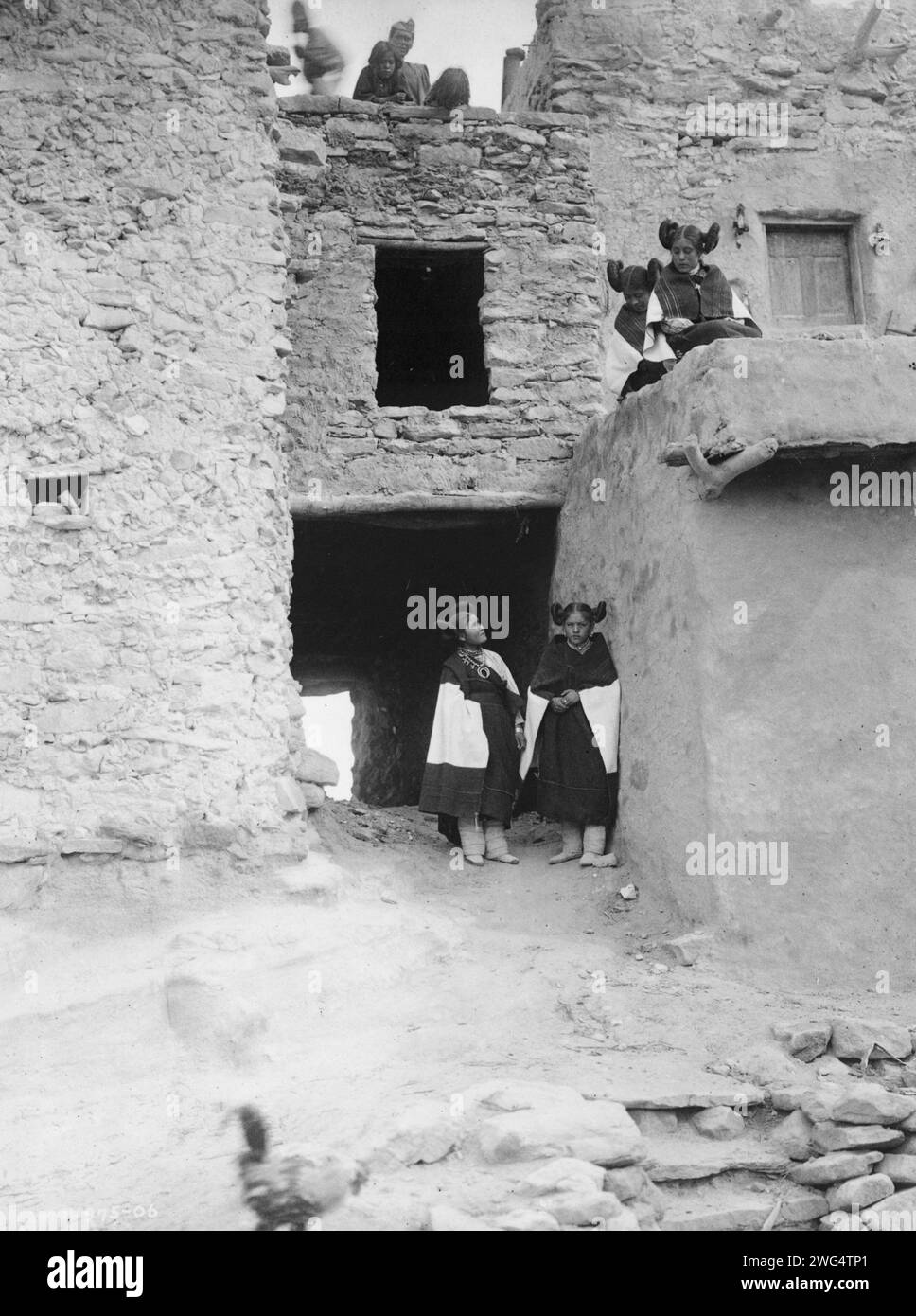 Good morning-Hopi, c1906. Pueblo building with people. Stock Photo