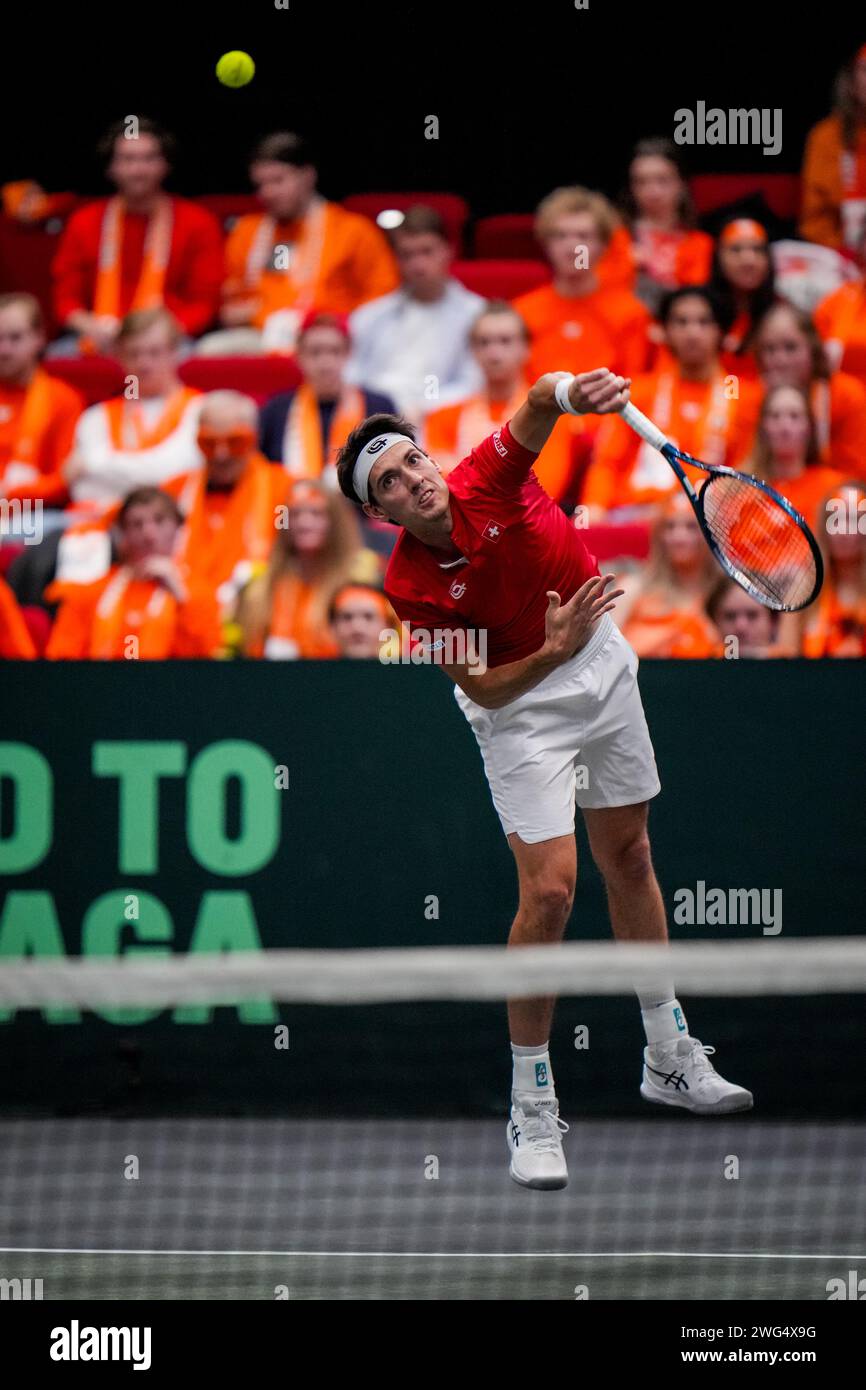 GRONINGEN, NETHERLANDS FEBRUARY 2 MarcAndrea Huesler during day 1 of the 2025 Davis Cup