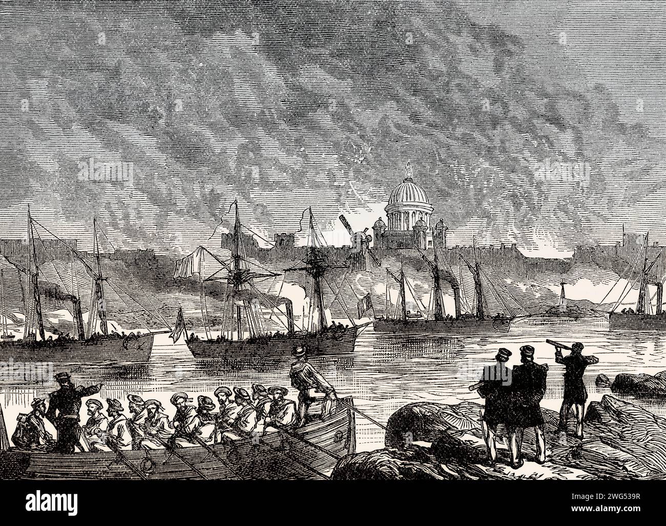 Bombardment of Sweaborg,  Battle of Viapori, Battle of Suomenlinna, Crimean War, 1855 Stock Photo