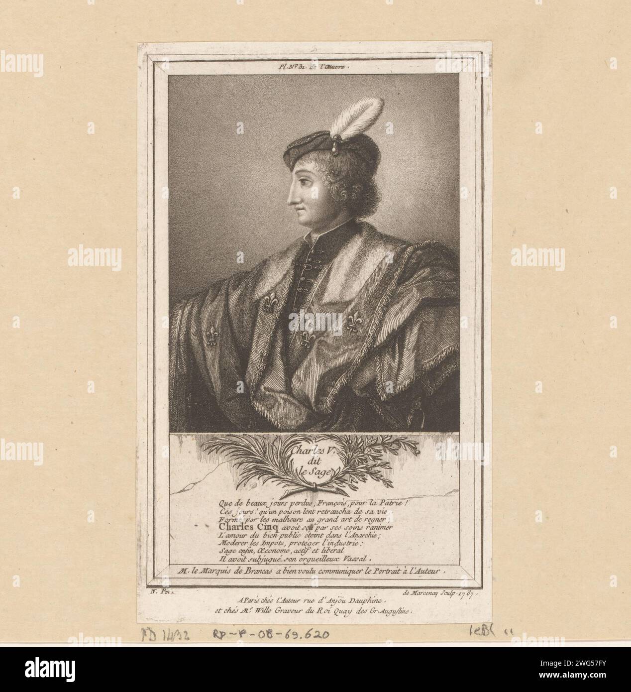 Gravure de Charles V dit le Sage, par de Marcenay 1767 Gravure de Charles V dit le Sage, par de Marcenay 1767