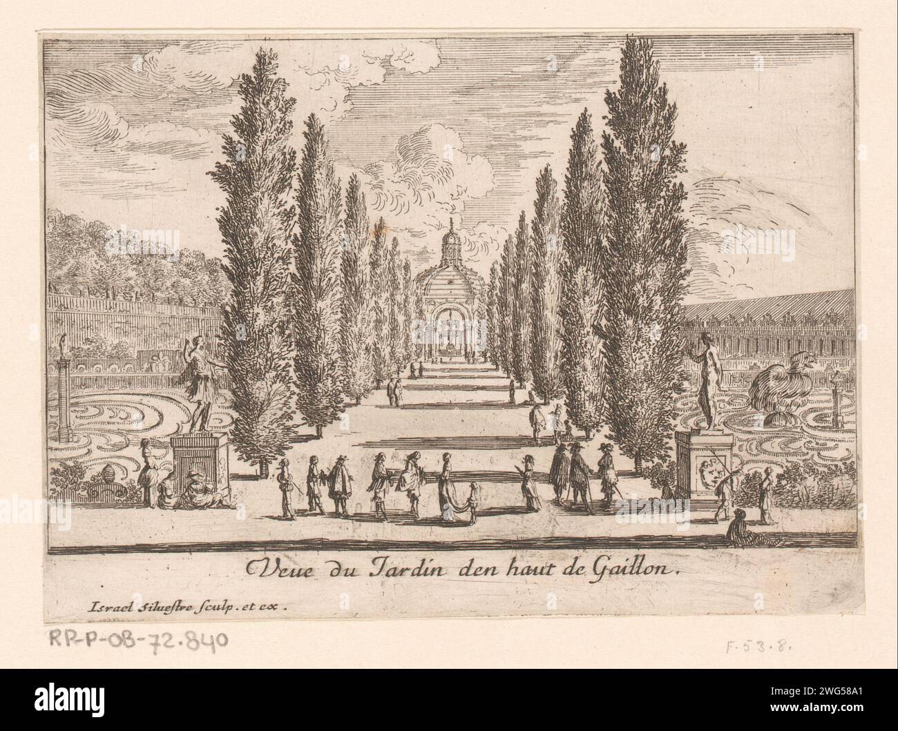 View of the garden from Gaillon Castle, Israel Silvestre, 1631 - 1691 print  France paper etching French or architectonic garden; formal garden Castle of Gaillon Stock Photo