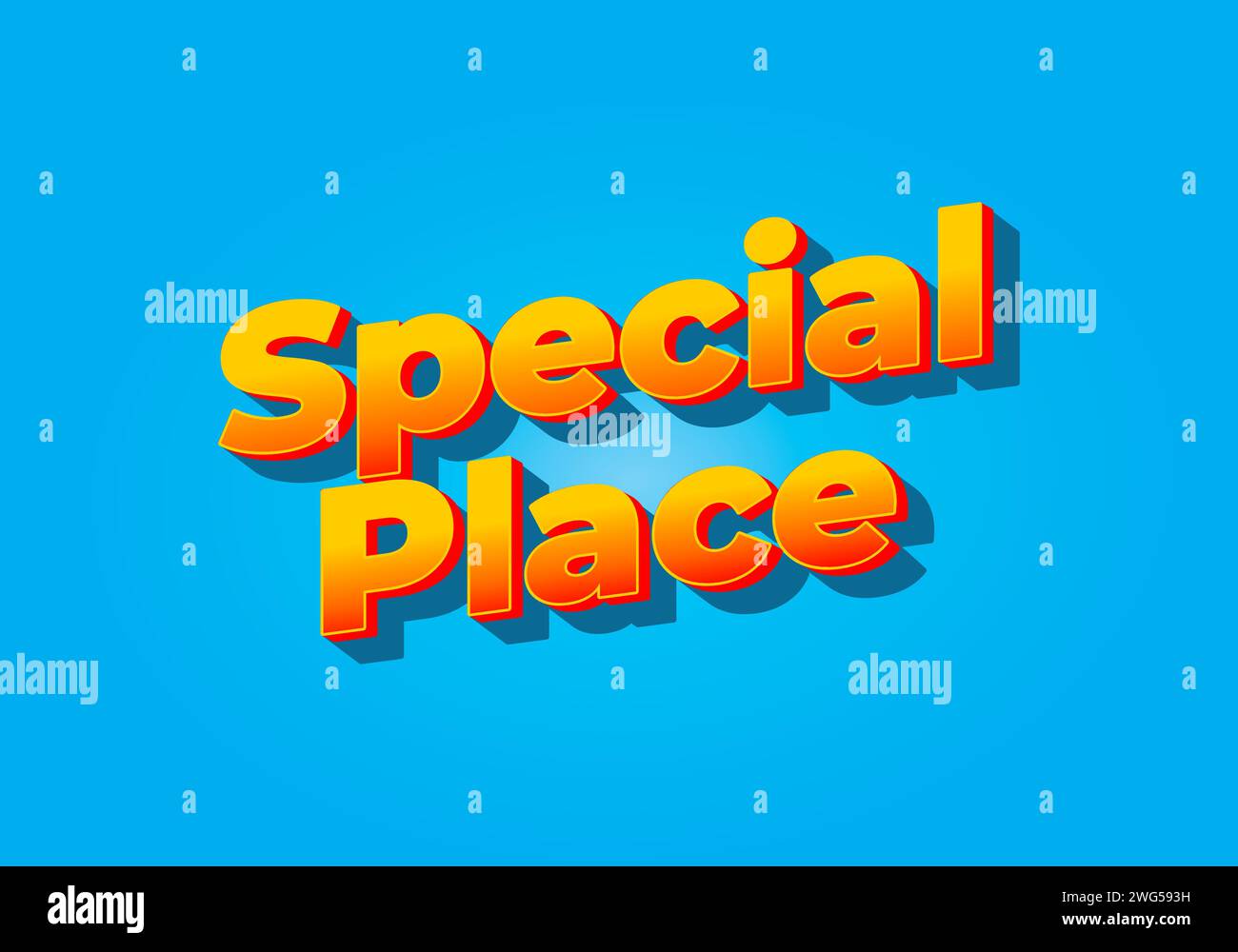 Special place. Text effect design in 3D look. Yellow red color. Bright
