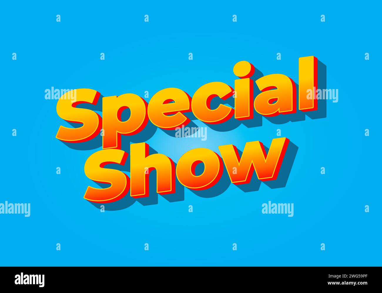 Special show. Text effect design in 3D look. Yellow red color. Bright