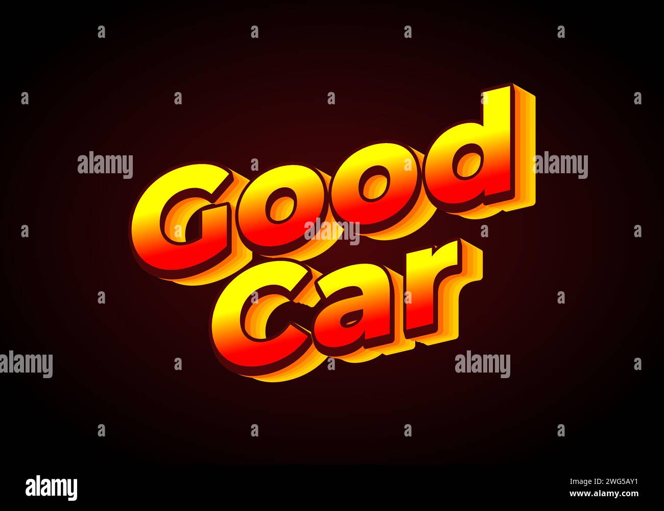 Good car. Text effect design in 3D look. Gradient yellow red color