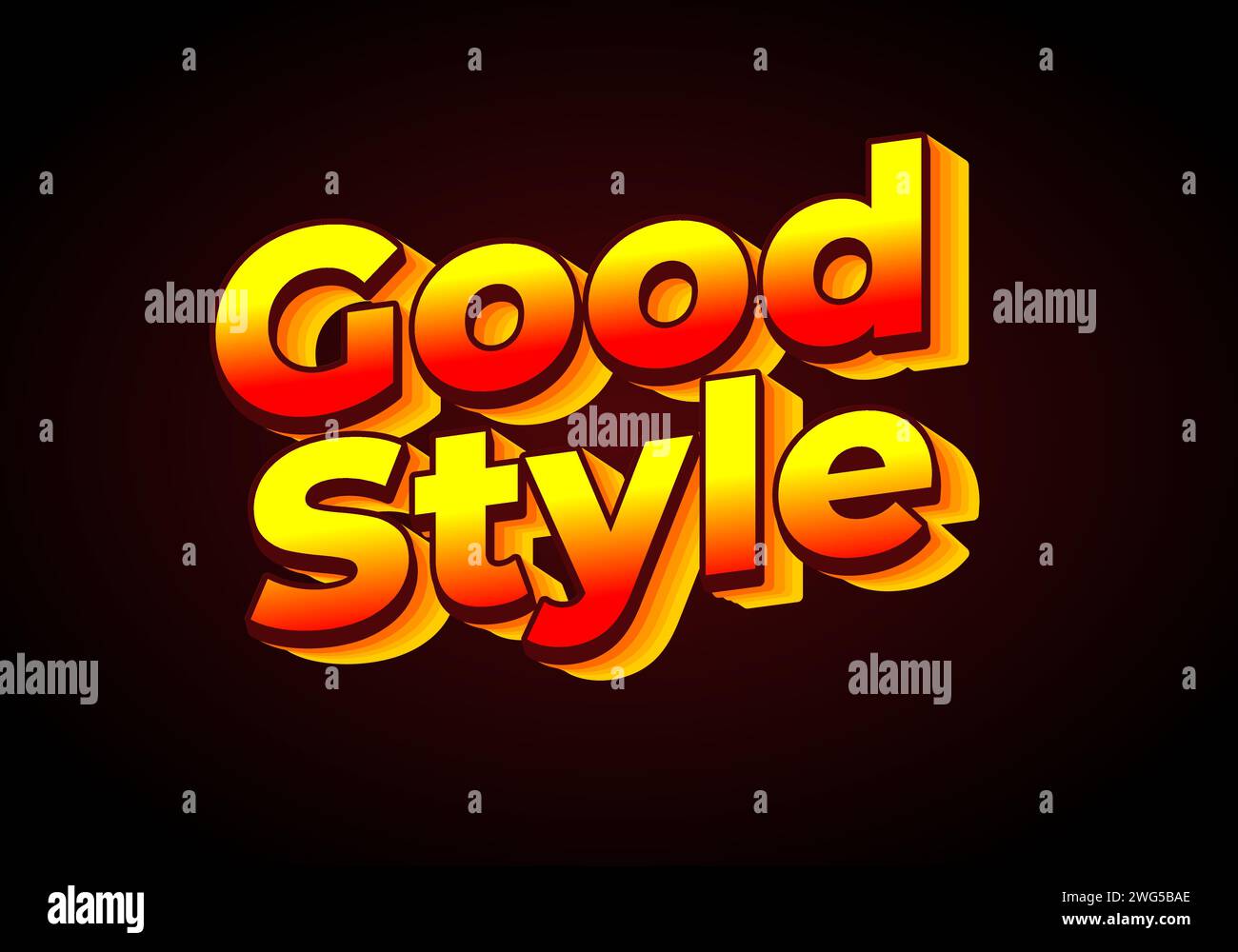 Good style. Text effect design in 3D look. Gradient yellow red color. dark red background color Stock Vector