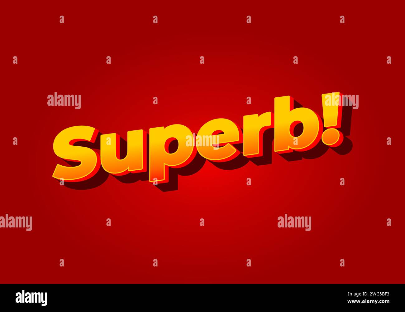 Superb. Text effect design in yellow red color. Red background Stock Vector