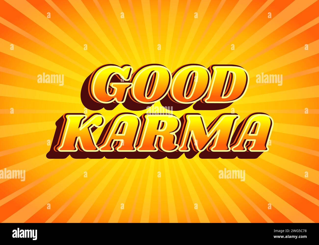 Good karma. Text effect design in gradient yellow orange color, 3D look