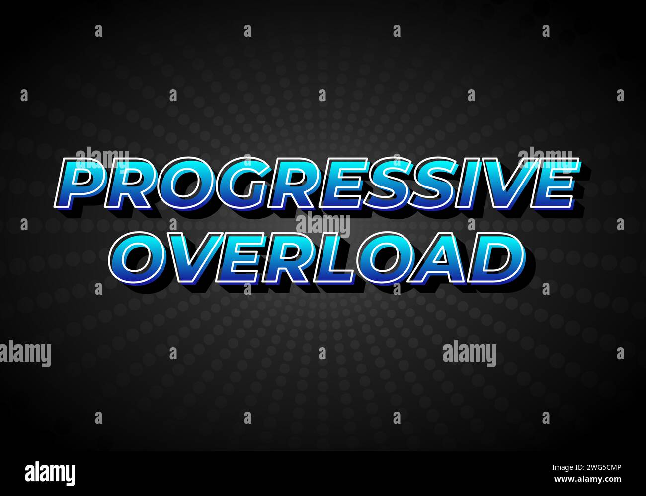 Progressive overload. Text effect design in 3D look, gradient blue color with dark background Stock Vector