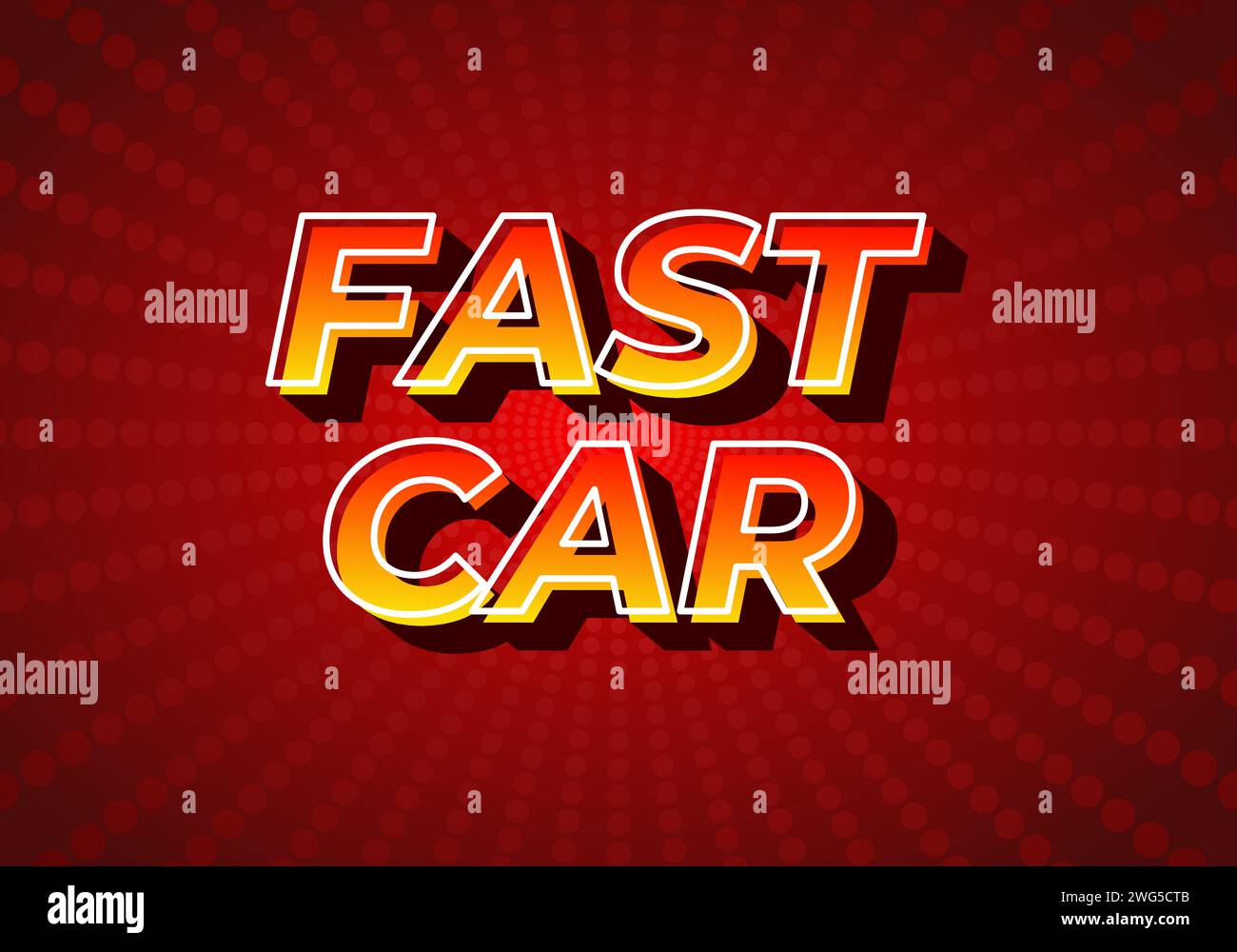 Fast car. Text effect design in 3D style, gradient yellow red color