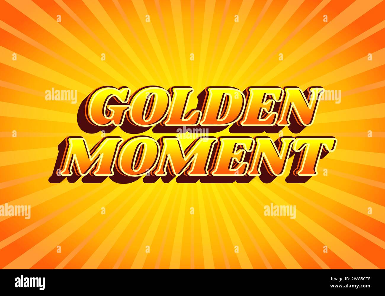Golden moment. Text effect design in gradient yellow orange color, 3D look. Yellow background Stock Vector