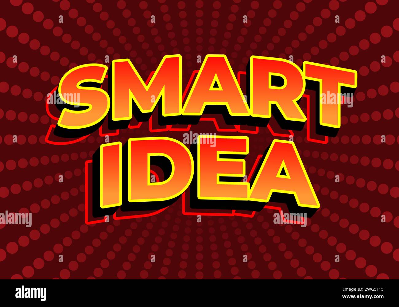 Smart idea. Text effect design in 3D look. red yellow gradient color. Dark red background Stock Vector