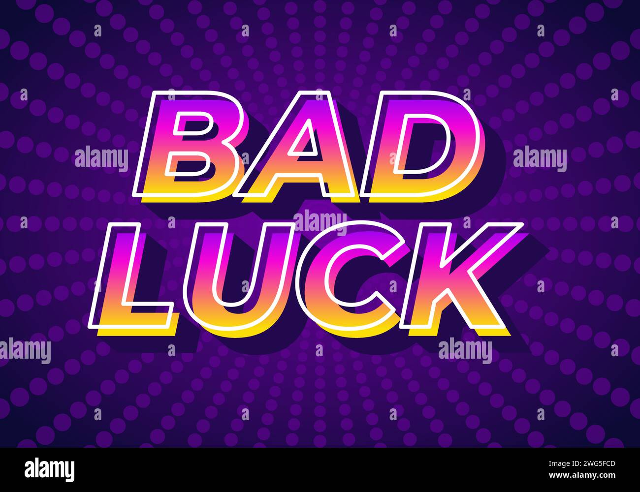 Bad luck. Text effect design in 3D look with gradient purple yellow