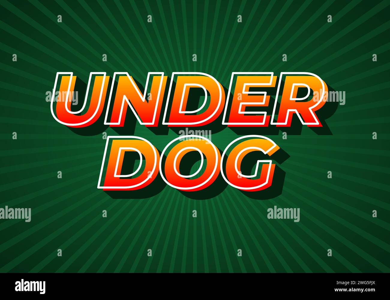 Under dog. Text effect design in gradient yellow red color. 3D look. dark green background Stock Vector