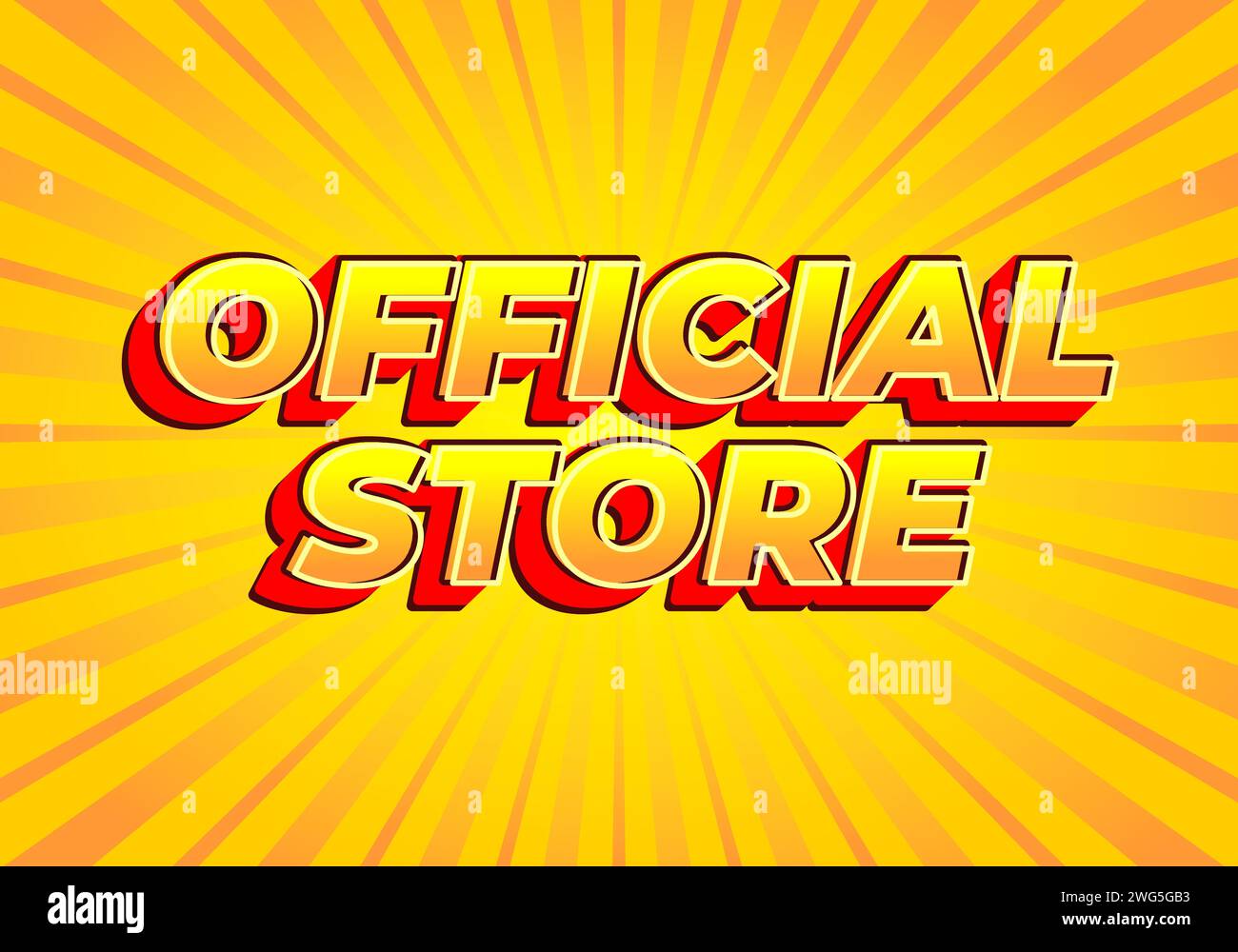 Official store. Text effect design in modern look, bright yellow red