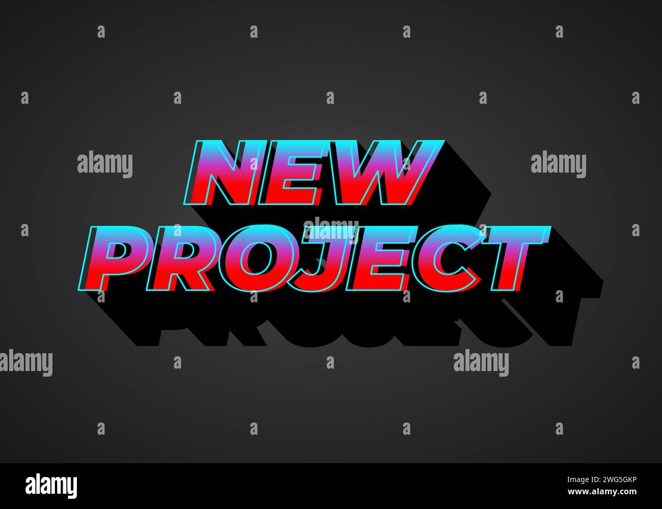 New project. Text effect design in 3D look. Gradient blue red color ...
