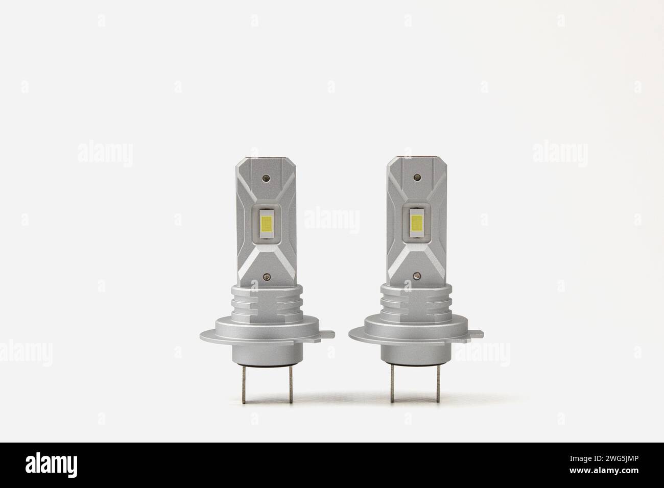 Modern LED lamps for a car on a white background. Lamp base H7. Copy ...