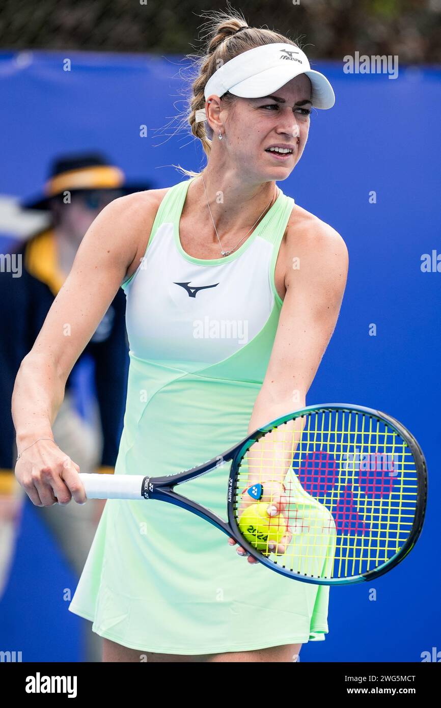 Anna Bondar of Hungary in action during the quarterfinals of the 2025