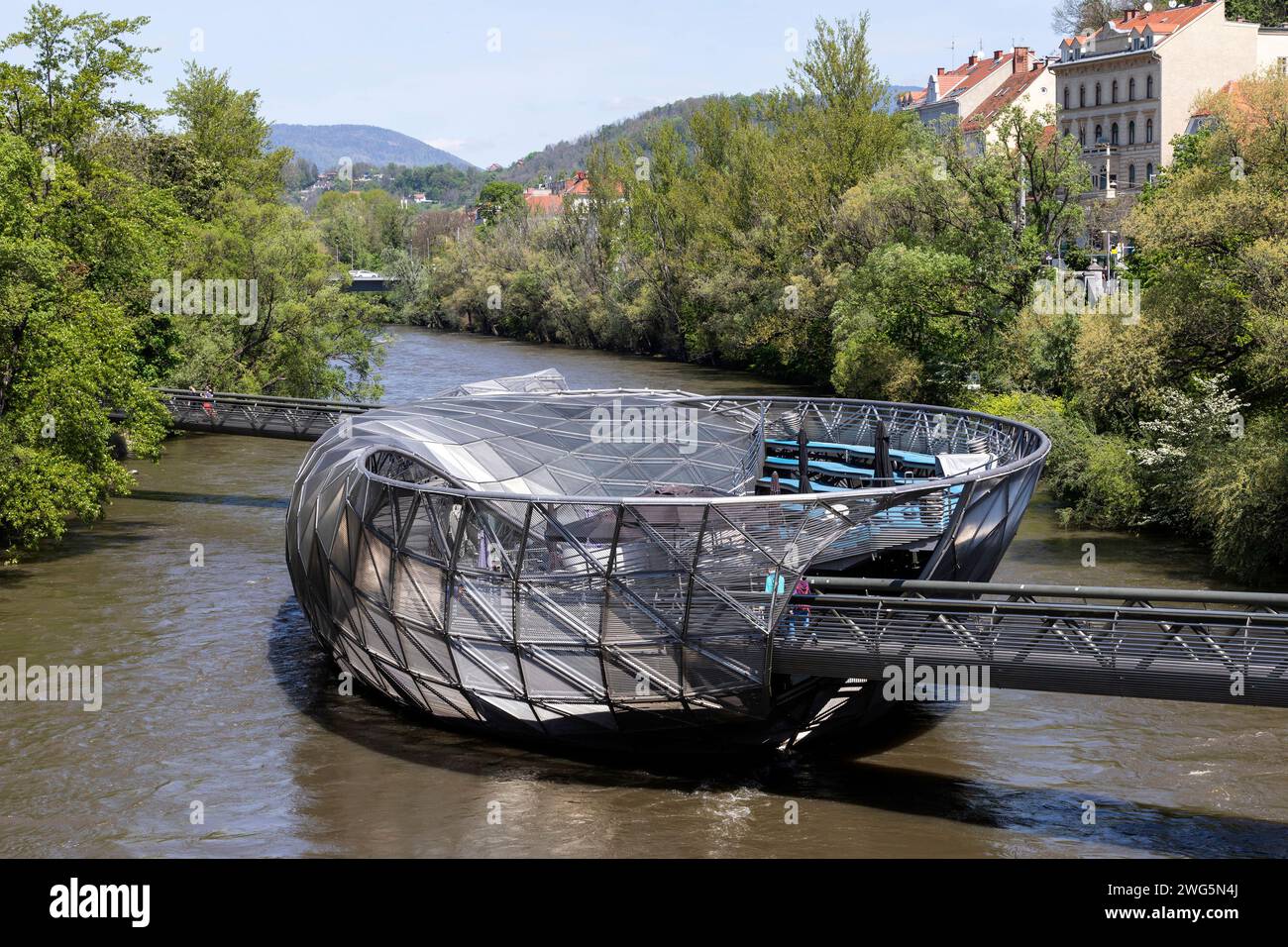 Murinsel, Graz, Styria, Austria Stock Photo