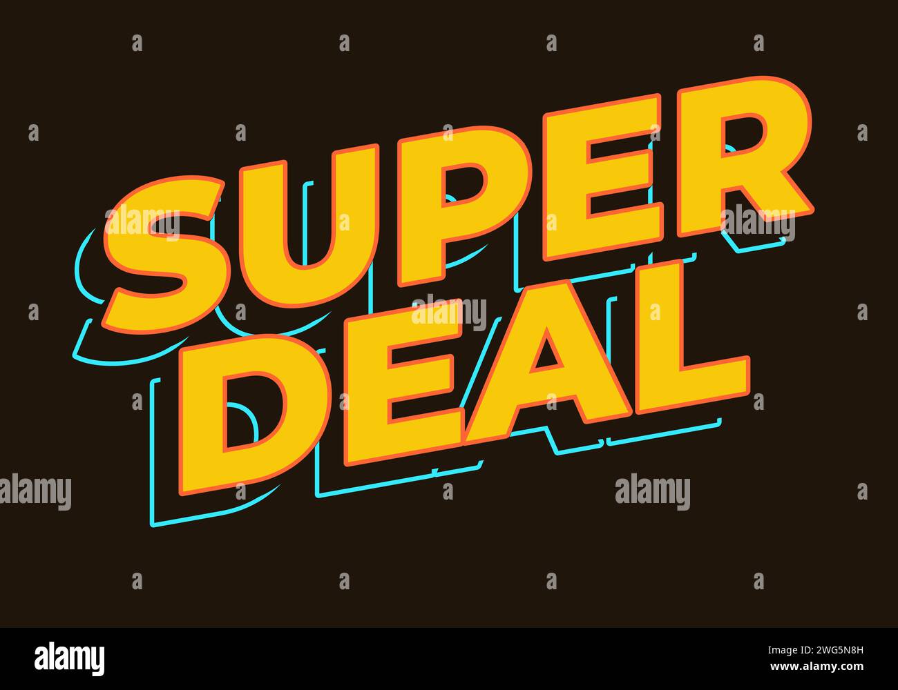 Super deal. Text effect in yellow color in 3D look Stock Vector
