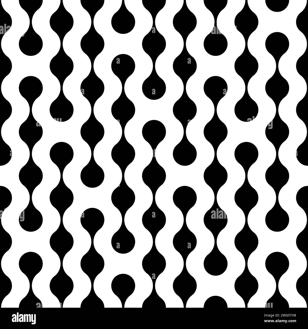 Morph seamless pattern. Repeating connect shape. Black connection element isolated on white background. Blob innovation balls link. Repeated metaball Stock Vector