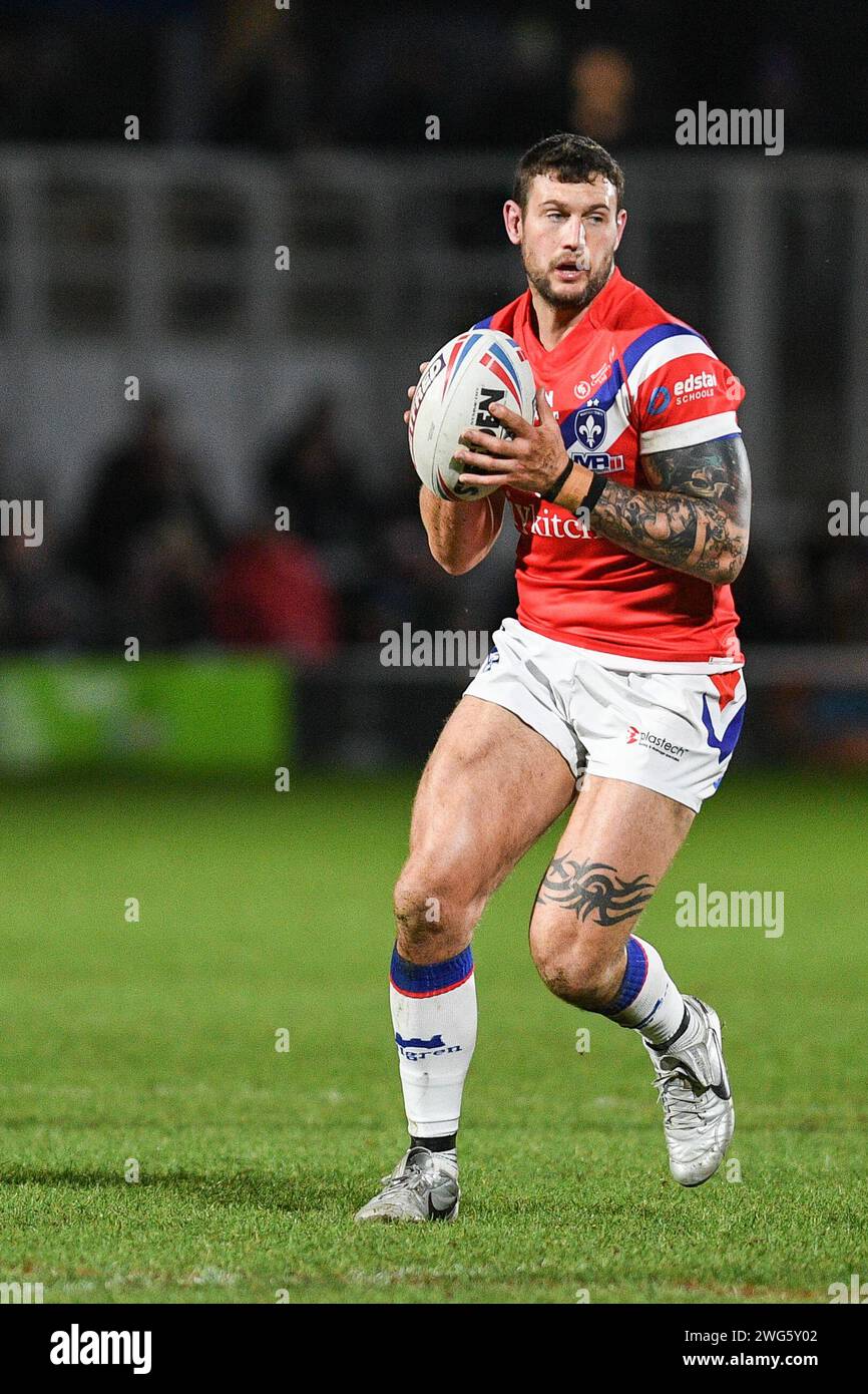 Wakefield, England - 26th January 2024 - Wakefield Trinity's Jay Pitts. Rugby League Matty Ashust Testimonial, Wakefield Trinity vs Wigan Warriors at DIY Kitchens Stadium, Wakefield, UK  Dean Williams Stock Photo