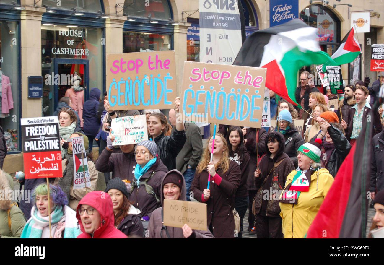 People during a pro-Palestine march in Edinburgh, organised by the