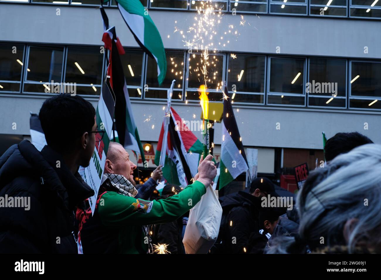London, United Kingdom. 3rd February, 2024. People attend a National Demonstration in solidarity with Palestine to ask for a ceasefire and the end of genocide in Gaza. Laura Gaggero/Alamy Live News Stock Photo