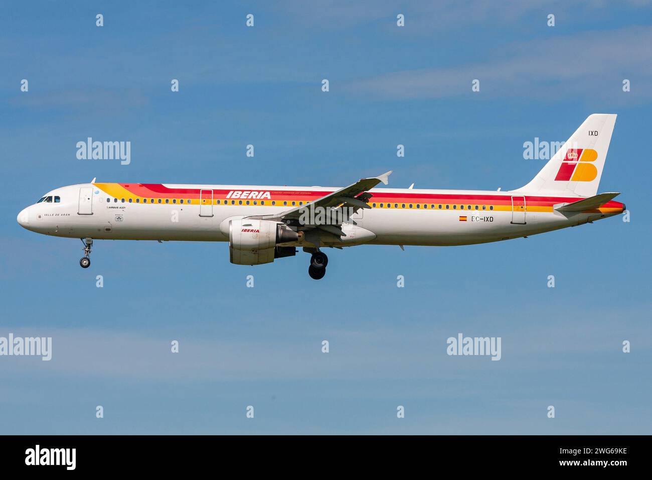 Spanish Iberia Airbus A321-200 with registration EC-IXD on final for Amsterdam Airport Schiphol Stock Photo