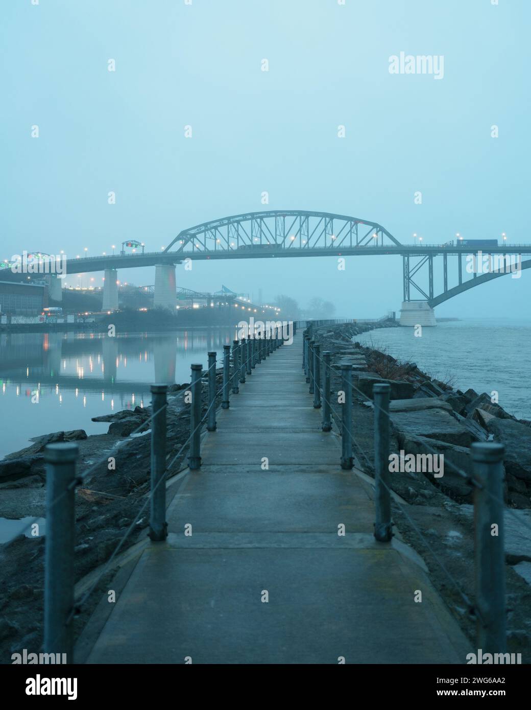 The Peace Bridge at twilight, Buffalo, New York Stock Photo