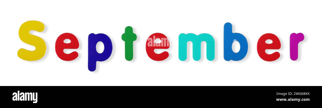 September word in coloured magnetic letters Stock Photo