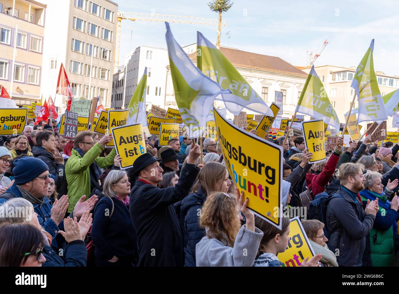 Augsburg, Bavaria, Germany February 3, 2024 Demonstration against