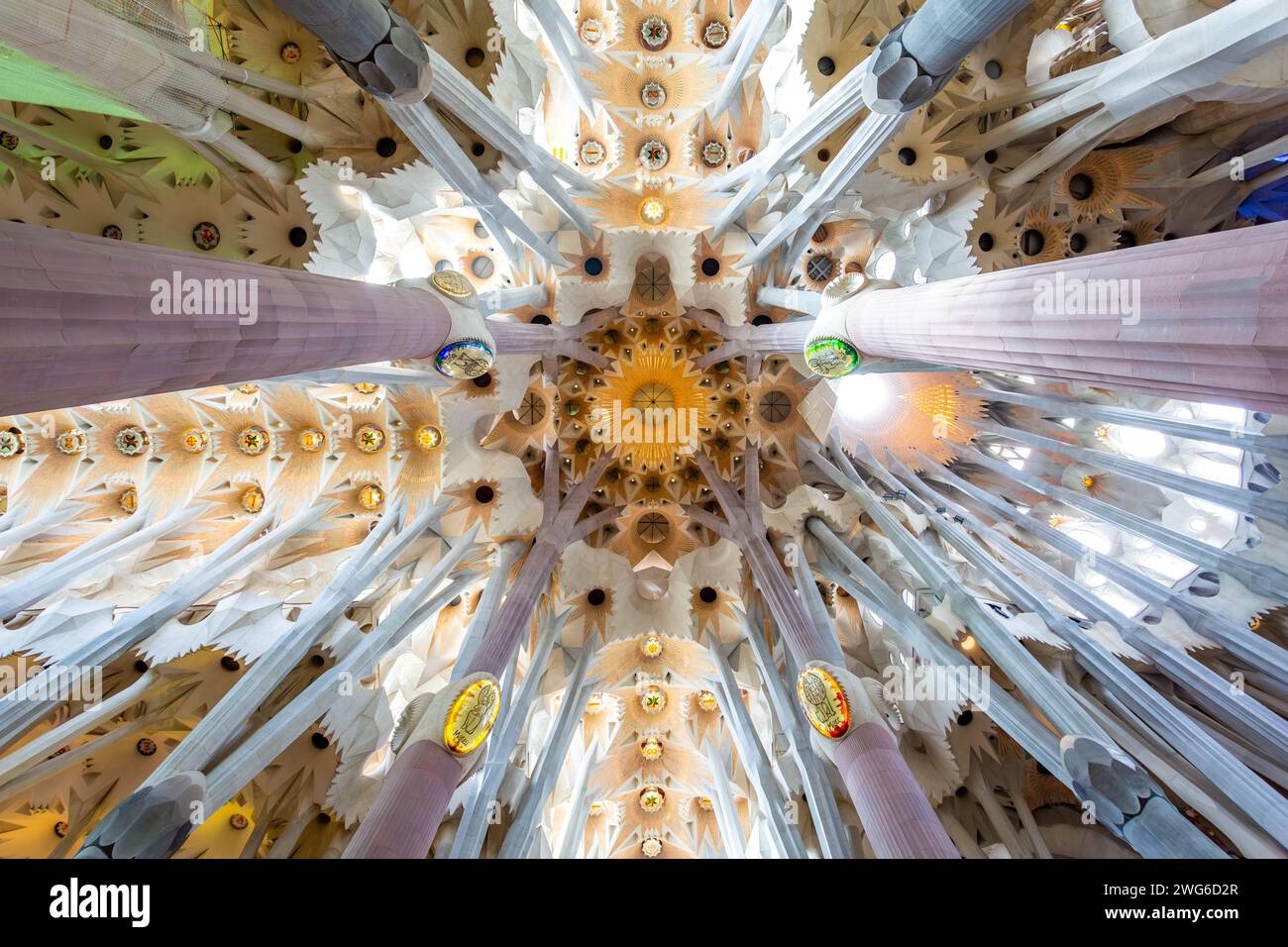 Sagrada Familia interiors, Antoni Gaudi, Barcelona Stock Photo - Alamy