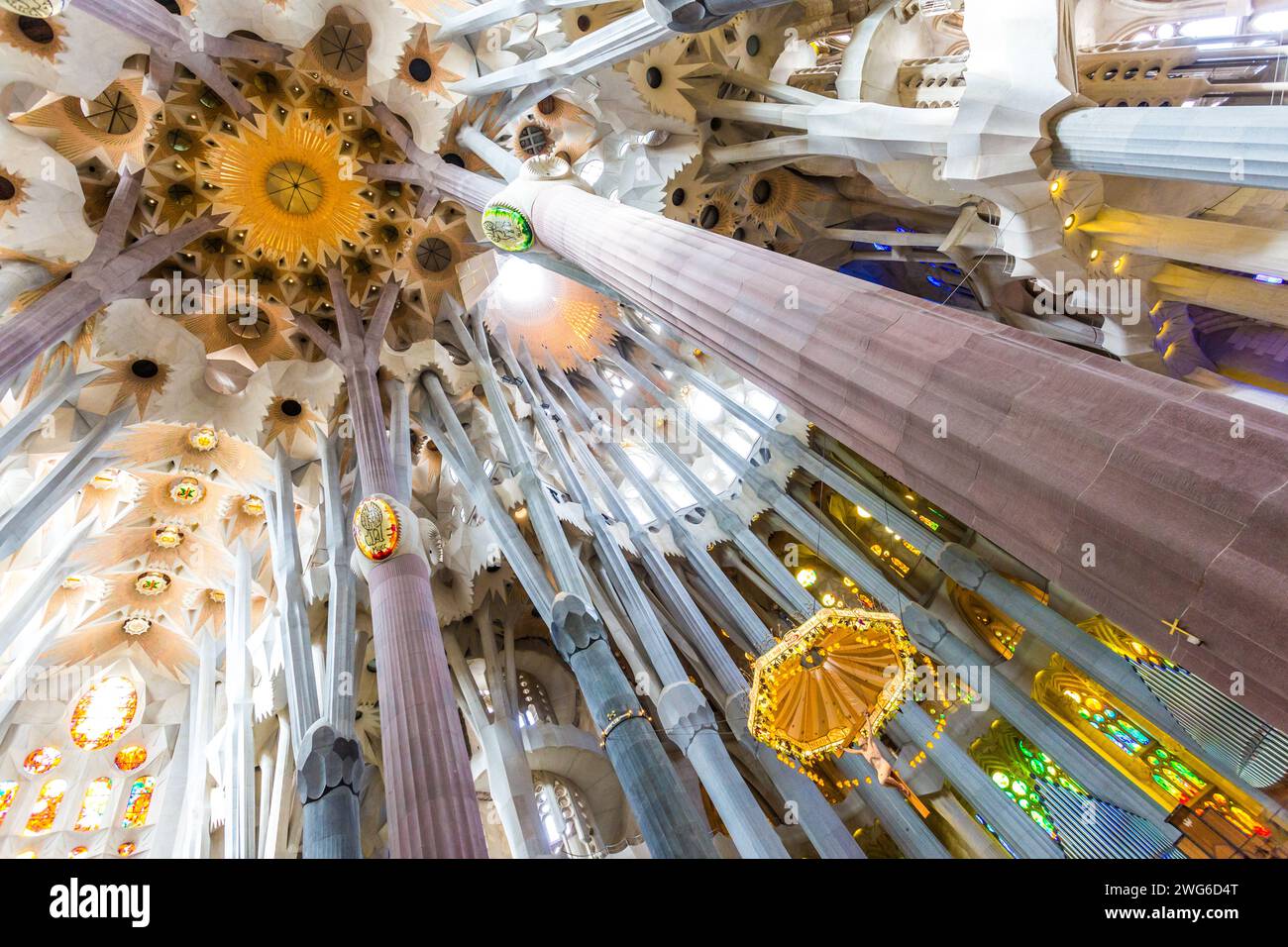 Sagrada Familia interiors, Antoni Gaudi, Barcelona Stock Photo - Alamy