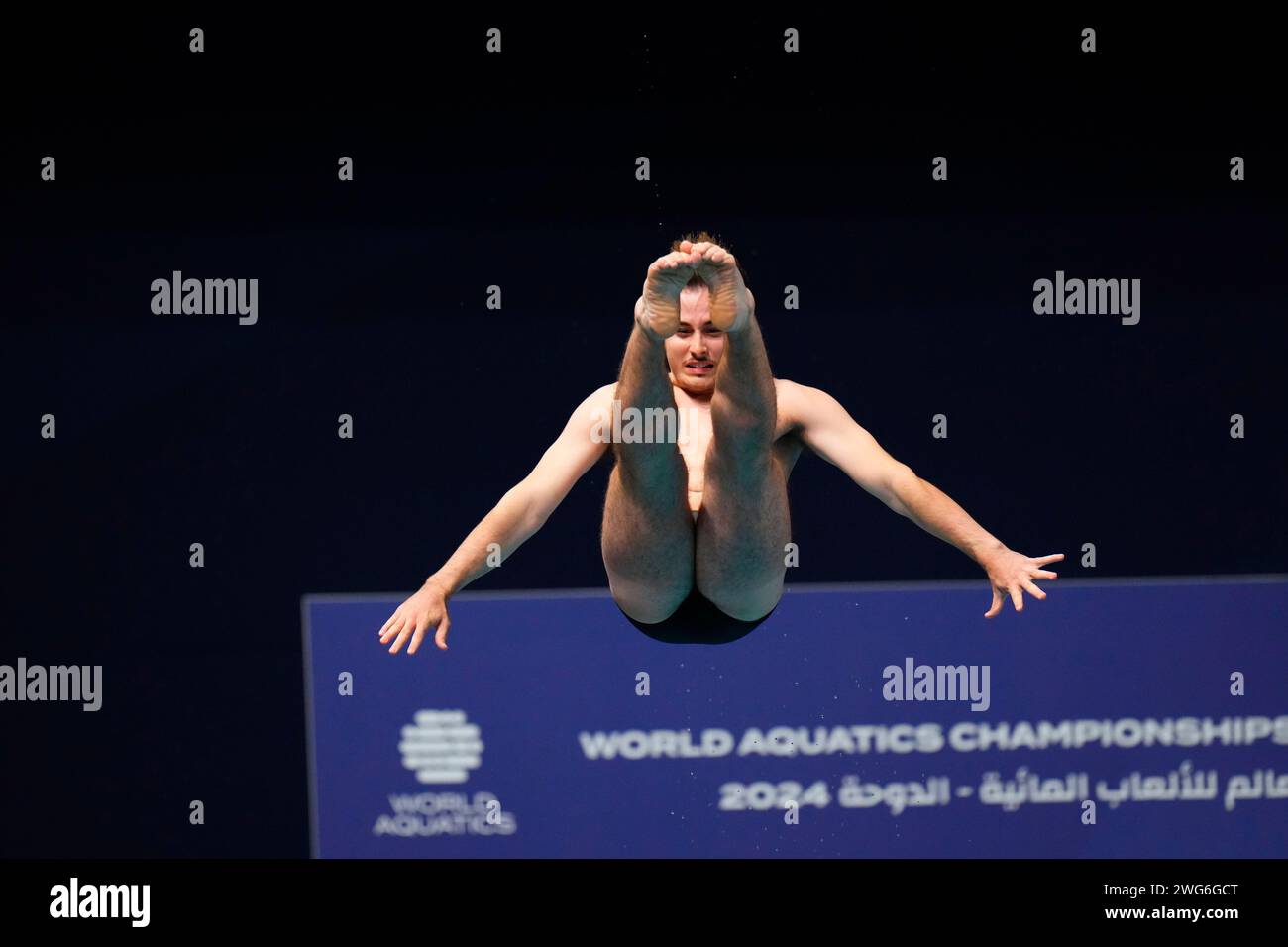 Kurtis Mathews of Australia makes a dive during the men's 1m