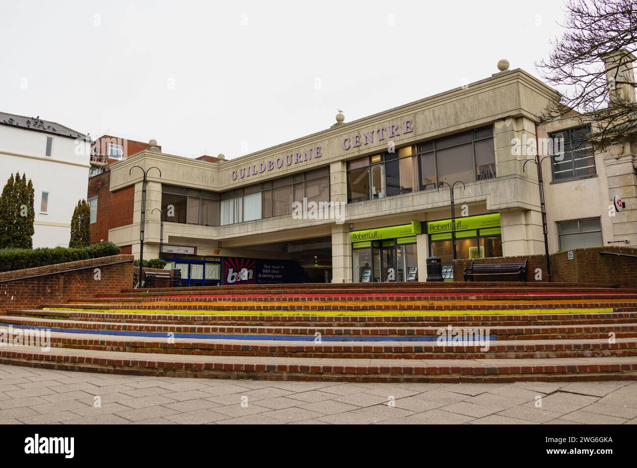 Outside of the Guildbourne shopping centre in Worthing, West Sussex, UK, 2024 Stock Photo