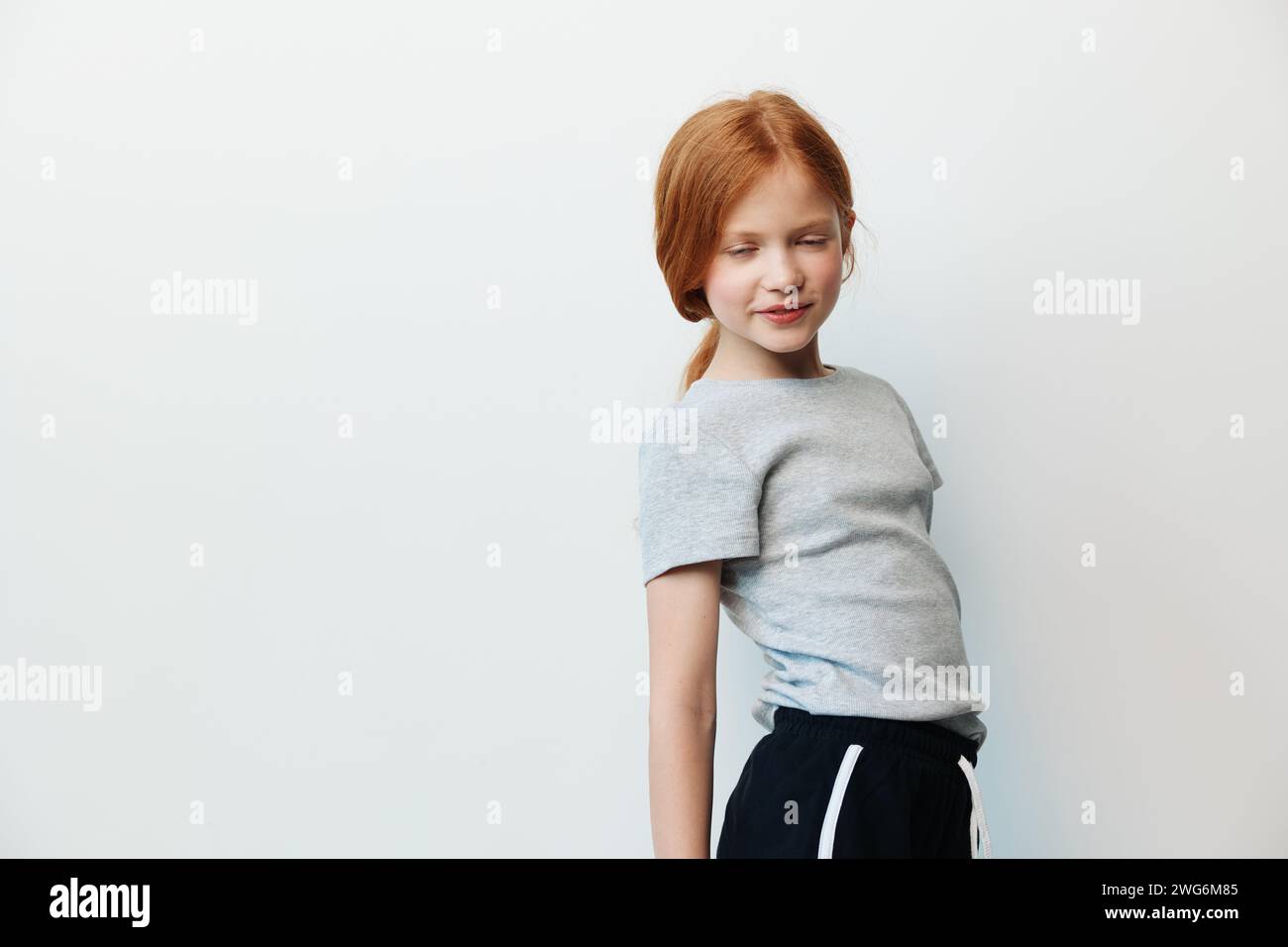Beauty white background little caucasian portrait cute young childhood ...