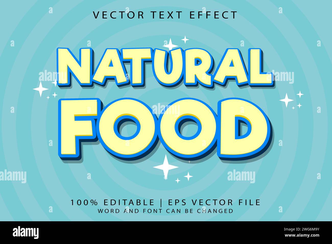 Editable text effect Natural Food 3d Cartoon template style premium