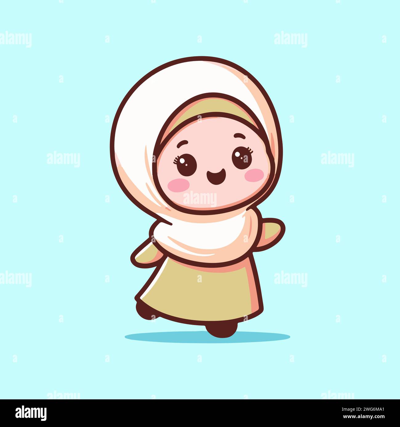 cute little girl cartoon character Muslim wearing hijab Stock Vector ...