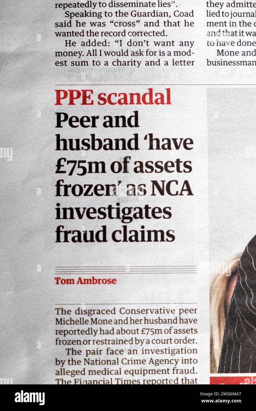 Covid 'PPE scandal Peer and husband have £75m of assets frozen1 as NCA(03)